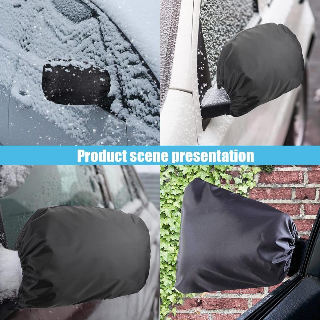 2PCS Car Side Mirror Covers - Waterproof Snow Mirror Cover Protects from Ice Snow Frost Dew Rain Bird Poop - Silver Coated Rearview Protection Cover
