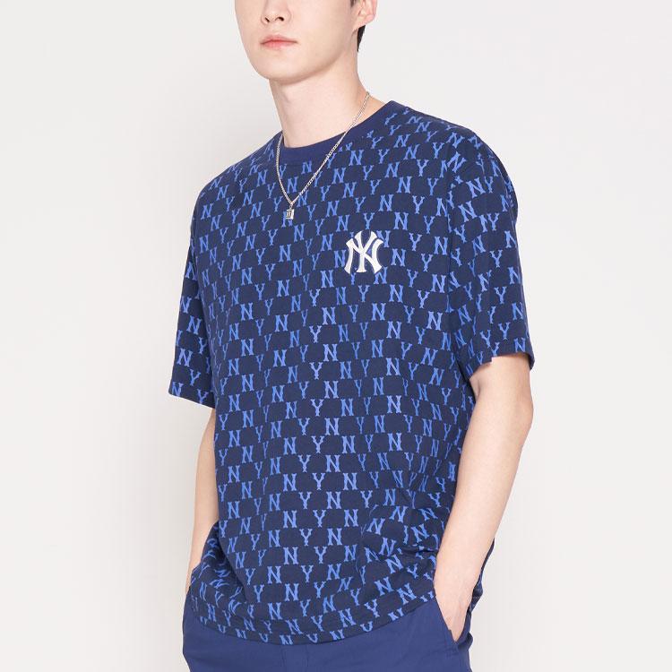 MLB T Shirts Unisex Dark Blue Crew Neck Moderate Straight Fit 3ATSM1023-50NYS