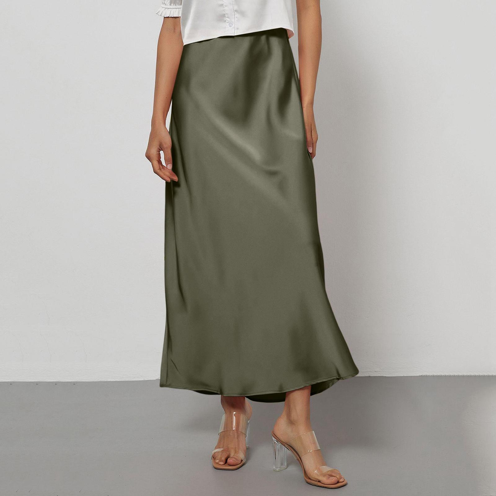 

Жіноча елегантна атласна спідниця з текстурою, облягаюча, драпірована, міді M