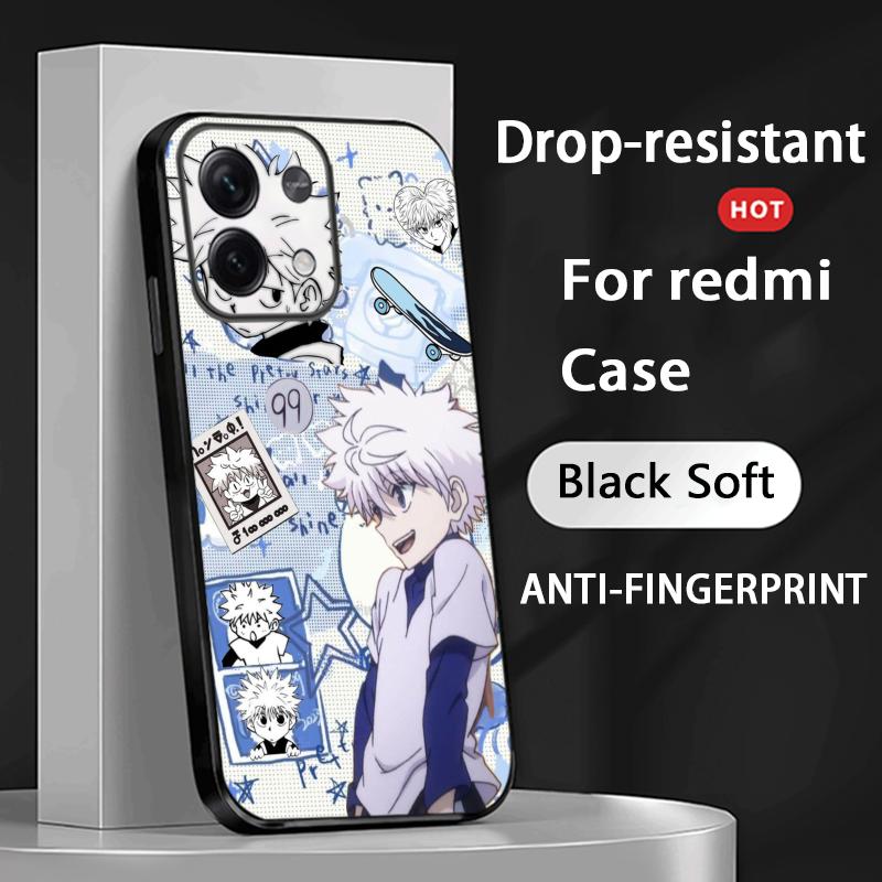 

Killua Zoldyck Hunters X H pattern Phone Case For Redmi Note 14 13 12 11 Pro Plus S 5G 14C A3 Soft Black Phone Cover Redmi Note 11 Pro 5G