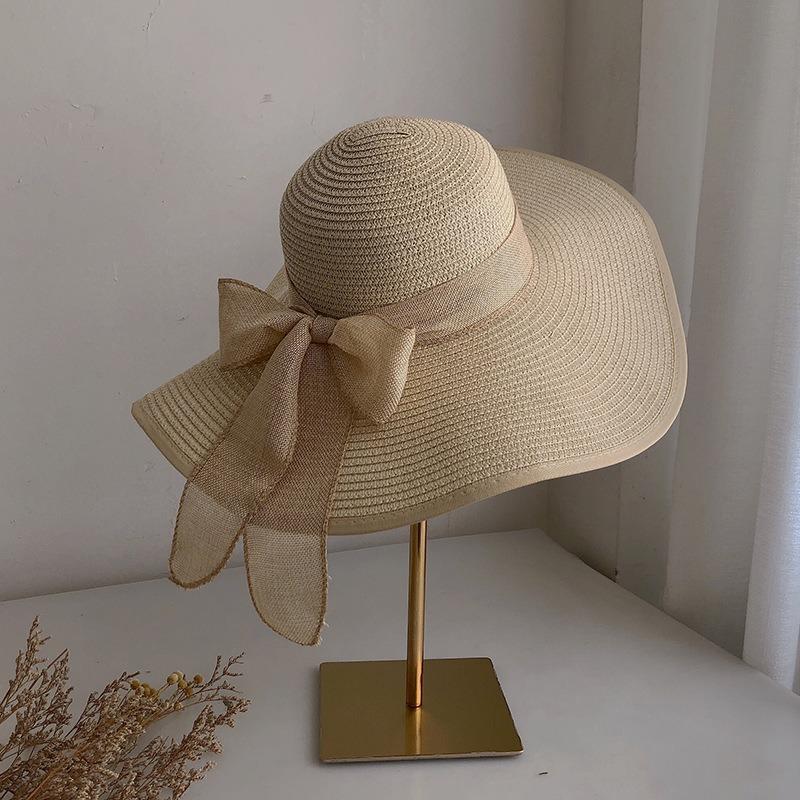 Big brim straw hat women summer sun protection big brim hat seaside bow beach hat sun hat sun hat