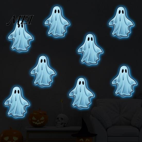 Waterproof PVC Wall Decor Luminous Ghost Stickers for Halloween Decoration, Glow in The Dark Decals Home Decoration Gifts Windows And Glass