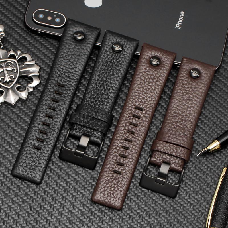 24 26 27 28mm Soft Watchbands for Die-sel DZ7313 7322 7257 7313 DZ7333 4318 Women's Men's Watch Straps with Black Sliver Buckle