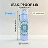 1PC Blue Mandala Pattern 750ml Color Plastic Sports Water Bottle Leakproof Flip Straw Lid Suitable for Sports Office Home Use