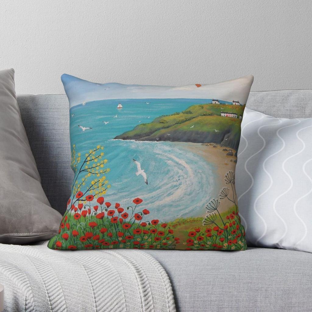 The Path To Poppy Bay Square Pillowcase Polyester Linen Velvet Printed Zip Decor Sofa Cushion Cover x