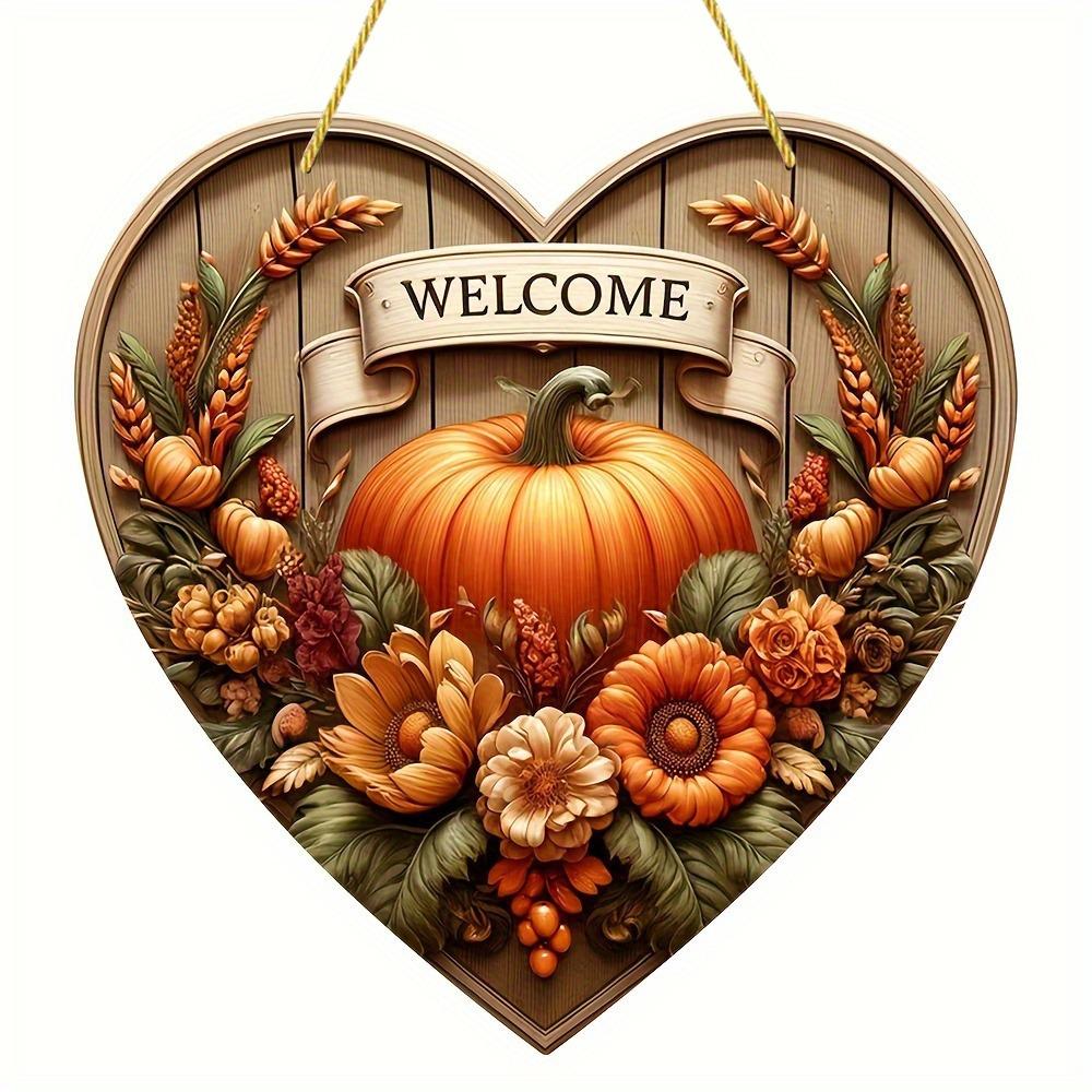 

2D Pumpkin Welcome Sign with heart. Autumn decor for homes, cafes, bars & porches. чистый