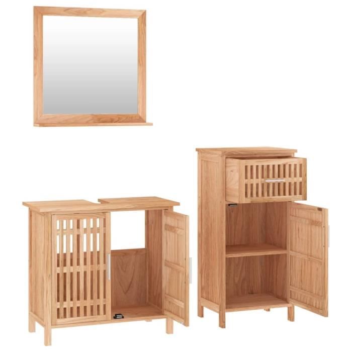 VidaXL Ensemble de meubles de salle de bain 3 pcs Bois massif de noyer 3185784