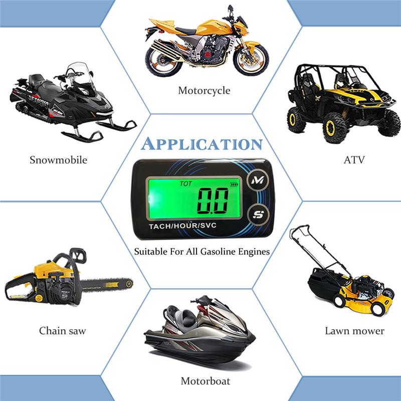 Tach hour meter Motorcycle Meter Digital Tachometer Engine Resettable Maintenace Alert RPM Counter for Chainsaws Boats ATV