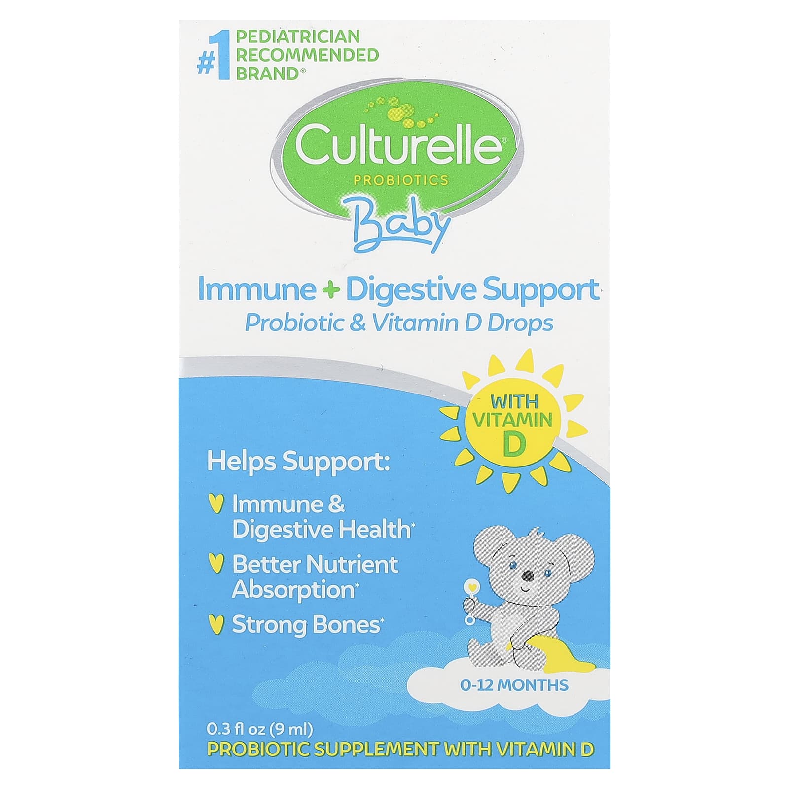 

Infant Probiotic, Immune + Digestive Strength, Probiotic & Vitamin D Drops, 0-12 Months, 9 Ml (0.3 Fl Oz)