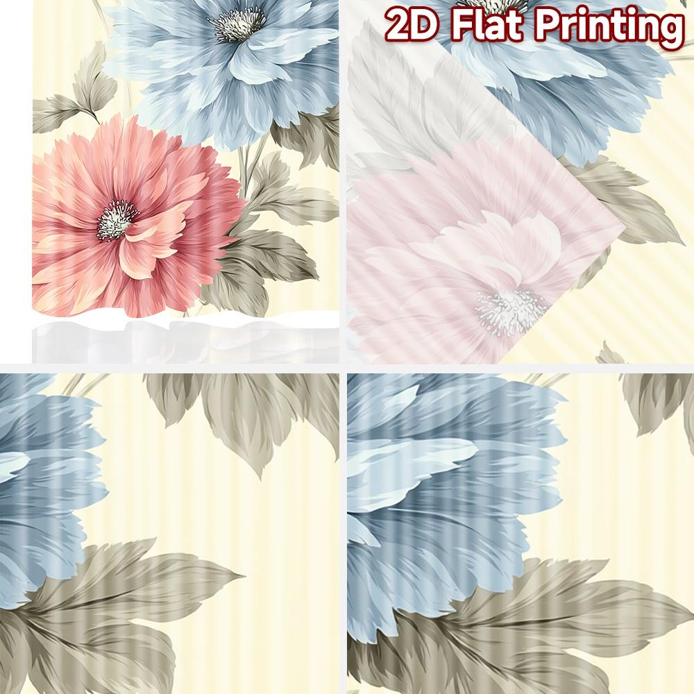 Set Of 2 Flat Printing Curtains Without Rod Floral Elegance Design Holiday Valentine Is Day Printed Yarn Curtain Made Polyester