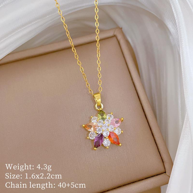 

Красочное колье с подвеской в форме цветов для женщин 2025 Новая мода Ювелирные изделия из нержавеющей стали Аксессуары для свадебной вечеринки
