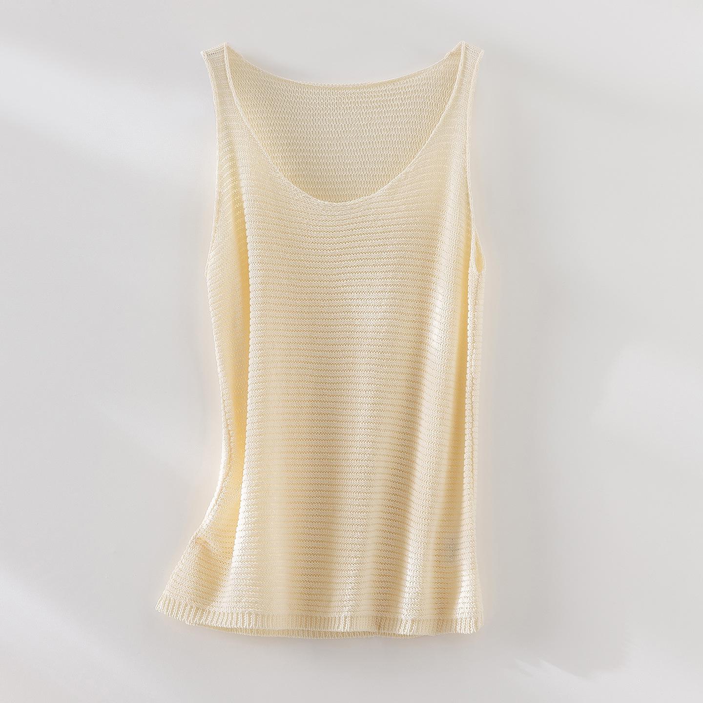 

2026 Spring/Summer Women s Lyocell U-neck Knit Sleeveless Fashion Vest Large