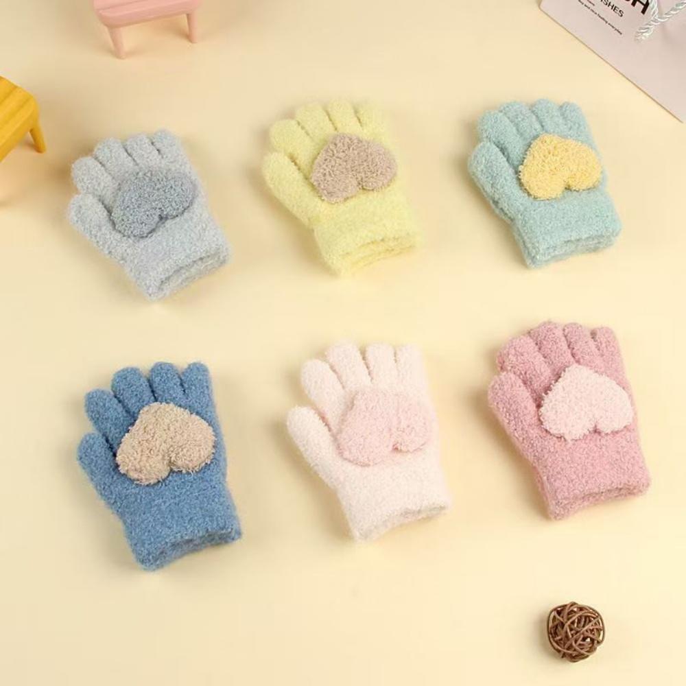 1 Pc Plush Warm Gloves, Loving Winter, Plush and Cute Split Fingers To Prevent Cold, Student Princess Style, Suitable for Cyclin