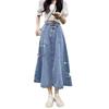 Women's High Waist A-Line Denim Midi Skirt - Slim, Fashionable, and Loose Big Swing Style for Summer