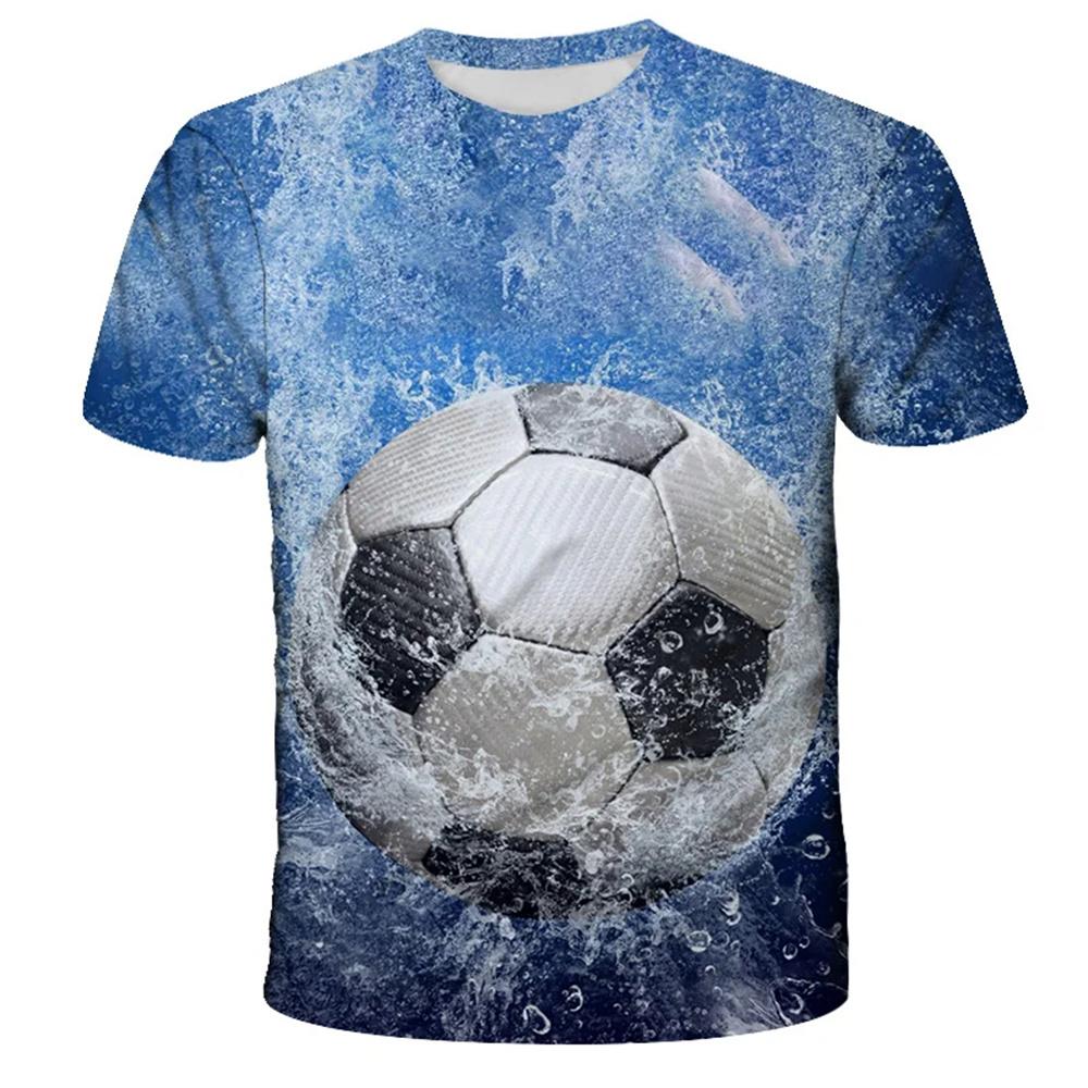 Football Pattern 3D Digital Printed Casual Parent-child Clothes Breathable Casual Short Sleeved Round Neck T-shirt Size 100-6XL