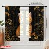 2pcs 2D Flat Printing Drapes Orange Tabby Kitten Floral Polyester Without Electricity Party Decorations Use for Decorations