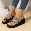 Mode Damen Keilabsatz Hausschuhe 2025 Sommer Mode Strass Schmetterling Hausschuhe Damen Outdoor Zehenfrei Schuhe Damen Plateau Sandalen