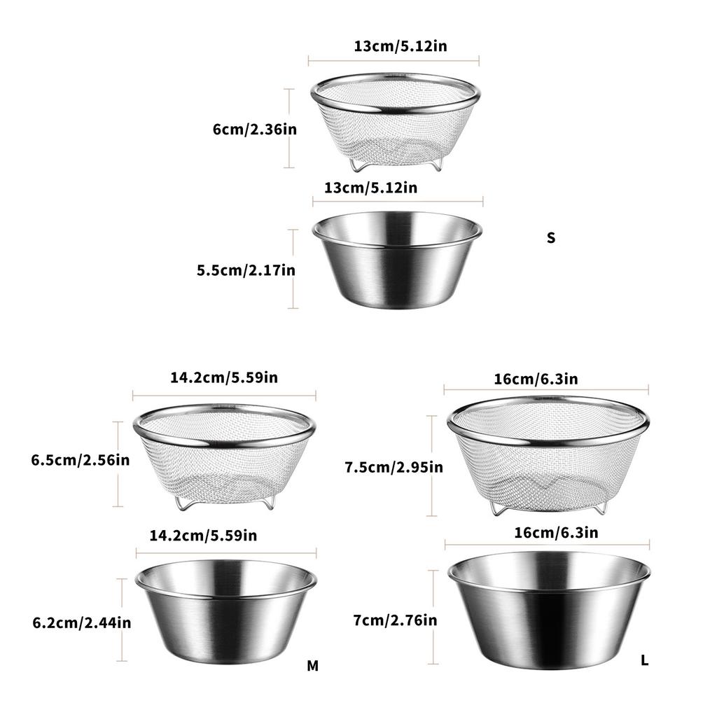 Stainless Steel Kitchen Colander with Bowl Set Small Food Rice Strainer Fruit Washing Basket for Food Preparation Tool
