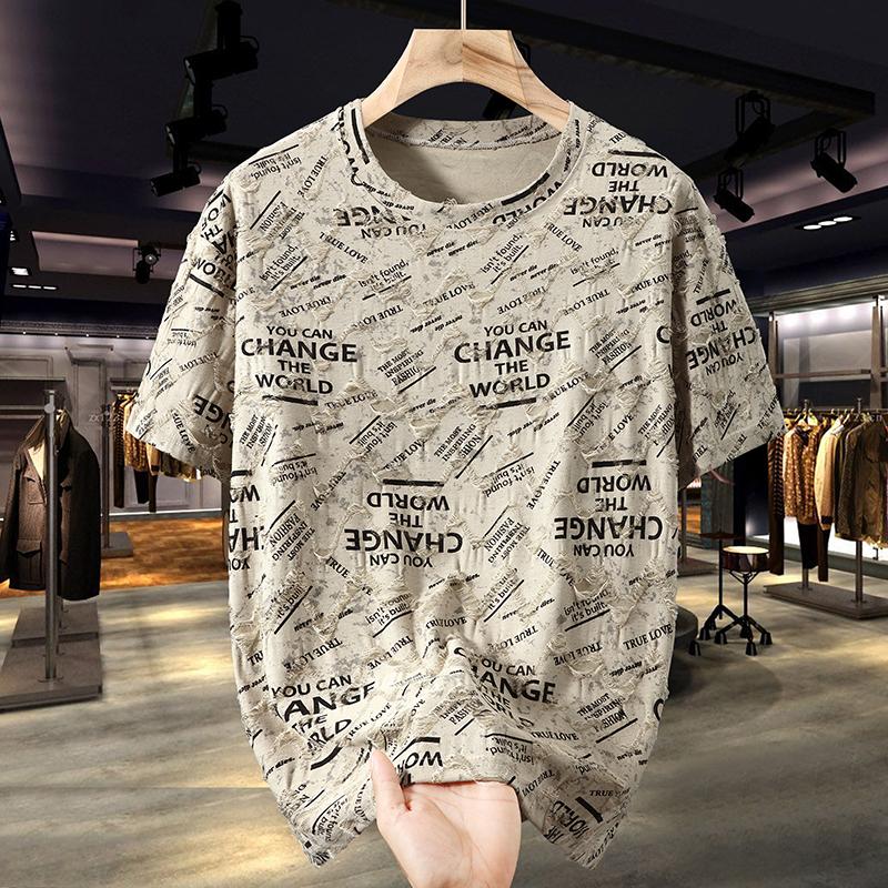 Camiseta Oversized Tamanho Grande 5XL-12XL para Homens Tops de Verão Casual Manga Curta Verão Roupas Masculinas