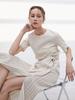 Ed Mang 3R Premium Modal Stripe Twist Ribbon Skirt - Beige