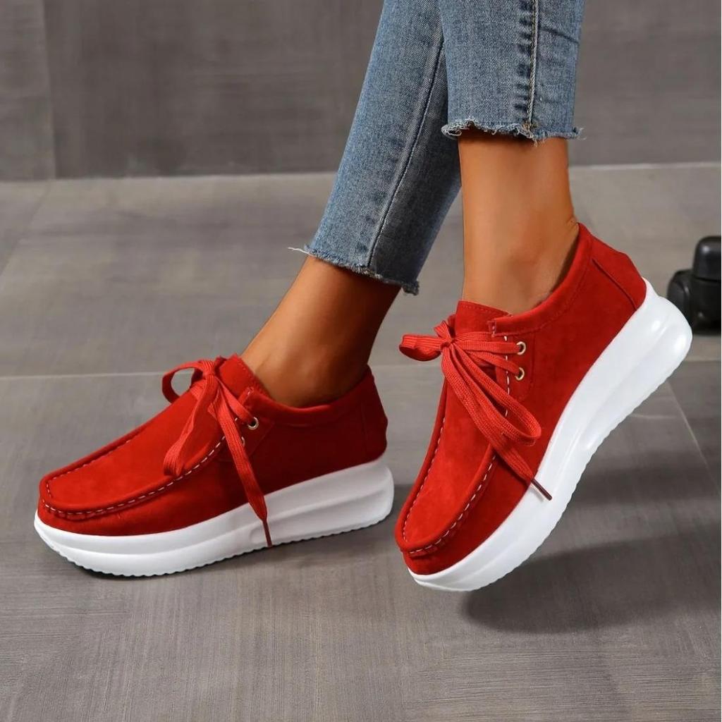 Nouvelles Baskets Chunky Femmes Couleur Unie Semelle Épaisse Lacets Marche Chaussures pour Femmes Respirantes Antidérapantes Chaussures à Plateforme