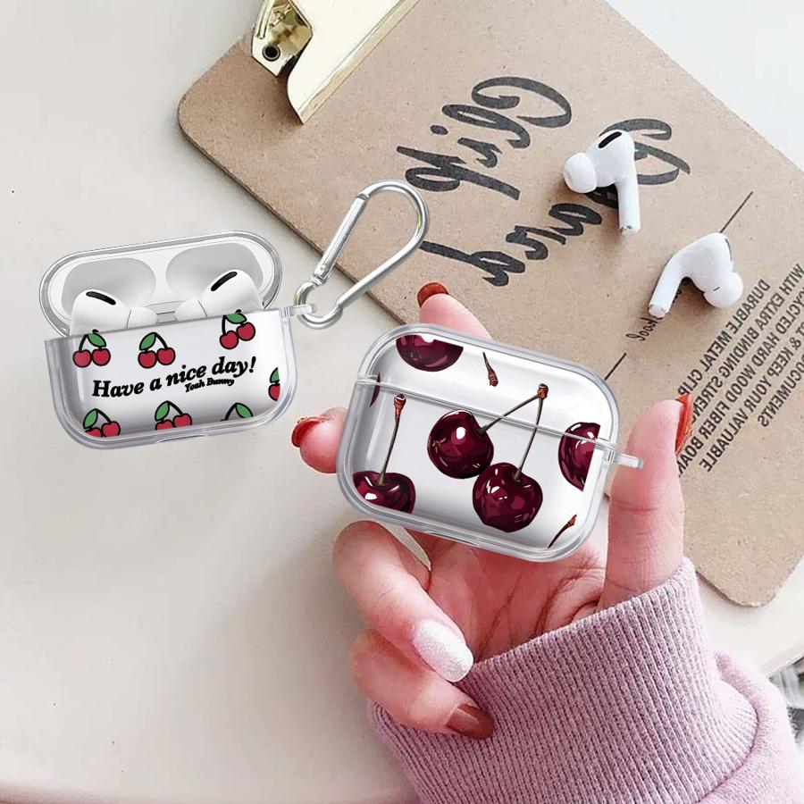 Case For Airpods Pro2 3 2 Pro Pro3 4 1 Clear Earphone Cases Cover Cartoon Cherry Lichee