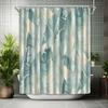 1pc Tropical banana leaf patterned shower curtain, polyester fabric, machine washable, with hooks, suitable for bathroom décor.