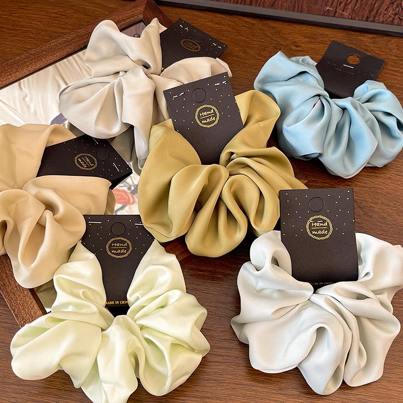 Korean Satin Scrunchie: French Retro Solid Color 15CM Classic Imitation Silk Hair Accessory