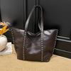 Borsa Tote in Ecopelle Borchiata Borsa a Spalla Oversize da Donna con Design Elegante Grande Capacità Borsa con Borchie