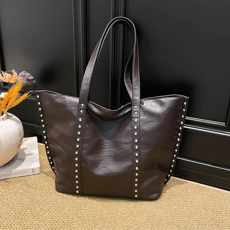 Borsa Tote in Ecopelle Borchiata Borsa a Spalla Oversize da Donna con Design Elegante Grande Capacità Borsa con Borchie