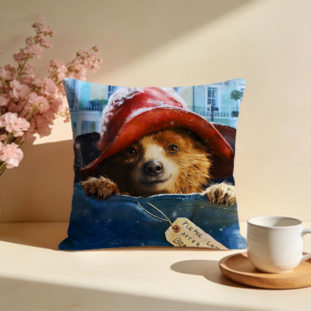 Fashion PPaddington Beariou Cushion Cover Stylish Washable Pillow Cover Ideal for Couch Bedroom Car Decoration