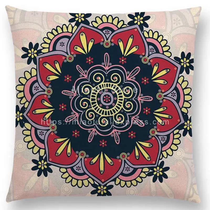 New Dreamy Sun Moon Stars Colorful Lotus Eternity Mandala Gorgeous Floral Pattern Design Prints Cushion Cover Pillow Case