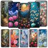 Ölgemälde von Blumen Handyhülle für Samsung Galaxy S26 Ultra S25 Plus S24 FE S23 S22 5G S21 S20 Hülle Schwarz Weich