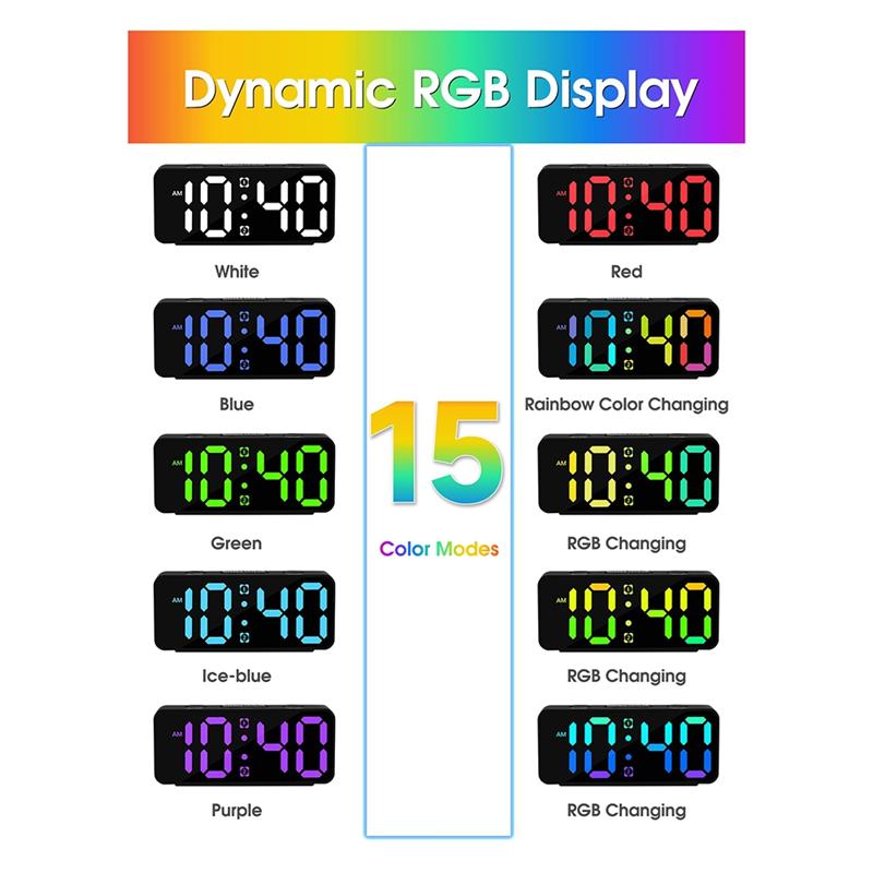 M-Modern-Small Loud Alarm Clock For Heavy Sleepers Adults,Compact Travel Clocks For Bedrooms Bedside,Ok To Wake For Kids,Teens