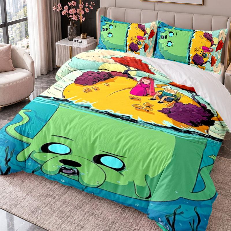 Adventure Time cartoon 3Pcs Bedding Set Duvet Cover With Two Pillowcases For Bedroom Home Decoration