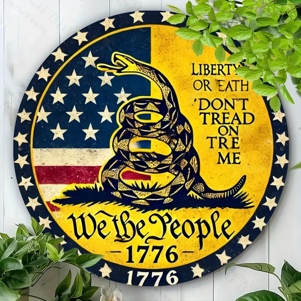 1776 Nie depcz na mnie Okrągły metalowy znak. Aluminiowa dekoracja ścienna do domu, biura, salonu, baru, kawiarni, do użytku wewnątrz i na zewnątrz, trwały prezent.