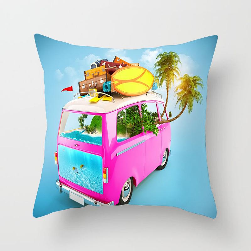 Tourist Scenic Spot Series Patterns Throw Pillow Cover With Short Plush Print For Living Room Sofa Decoration Cushion Cover