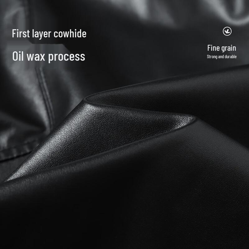 Futing Men's Vintage Oil Wax Top Layer Leather Jacket