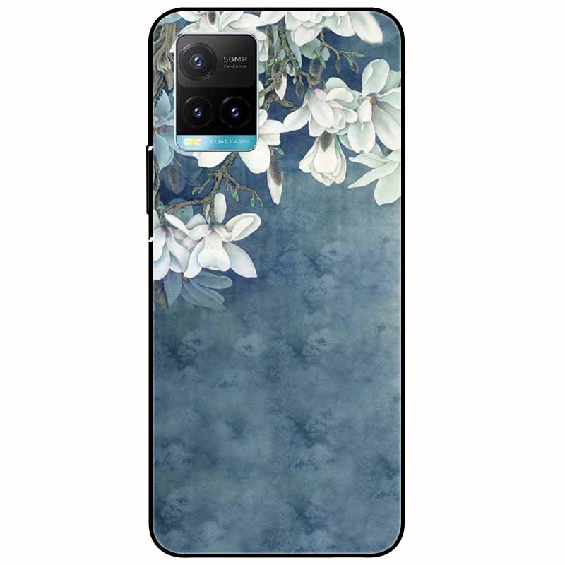 Für vivo Y33s Hülle Y 33s Silikon Weich Bemalt Katze Schwarze Hüllen für Vivo V2109 Y33S Rückseite TPU Hülle für VIVOY33s Cartoon