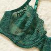 Bar set green women's underwear ultra-thin see-through bra lace sexy steel ring gathering bra set