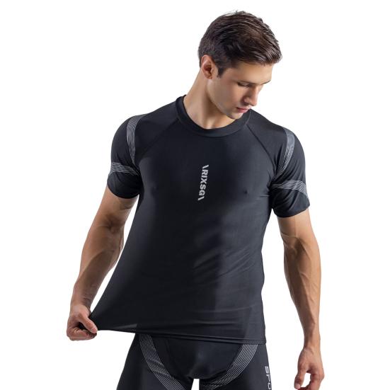 

2 шт./компл., мужской купальник со средней посадкой и круглым вырезом с коротким рукавом и принтом, облегающая футболка, комплект для плавания, пляжная одежда M Jacket