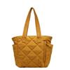 Casual Large Capacity Quilted Cotton Tote Bag Soft Solid Color Lingge Shoulder Bag Portable Thickened Commuting Handbag Travel