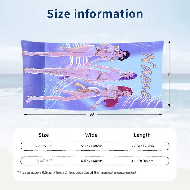 HUNTRIX Custom Name Printed Beach Towel Personalized Soft Towel For Swimming Beach Travel
