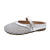 Hollow woven bag head half drag women's shoes summer wear new flat bottom breathable one pedal hole shoes sandals