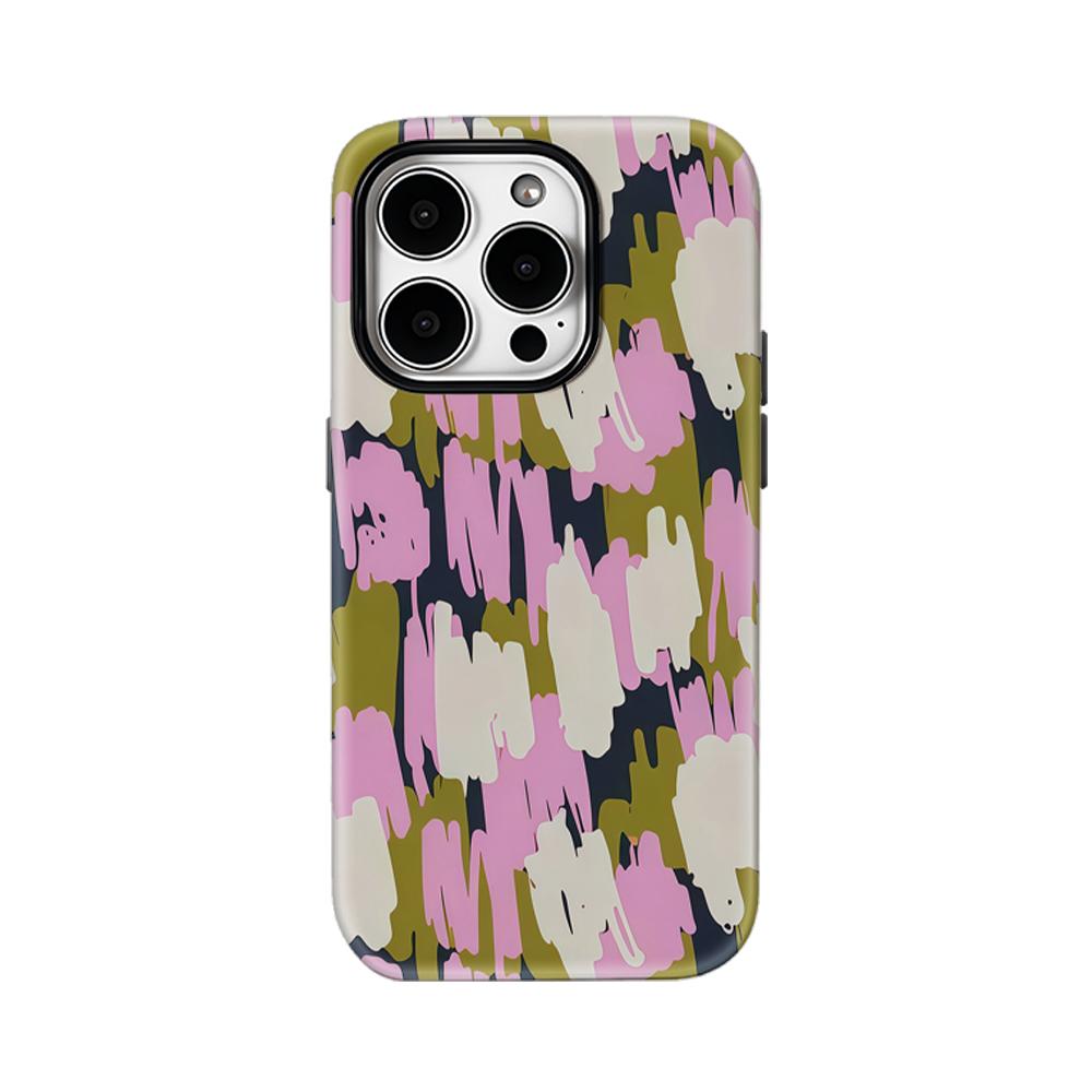 

Pink & Olive Brush Strokes Phone Case for IPhone 17AIR 16E 16 15 14 13 12 11 17 Pro Max Plus Double-layer Back Cover IPHONE17PRO