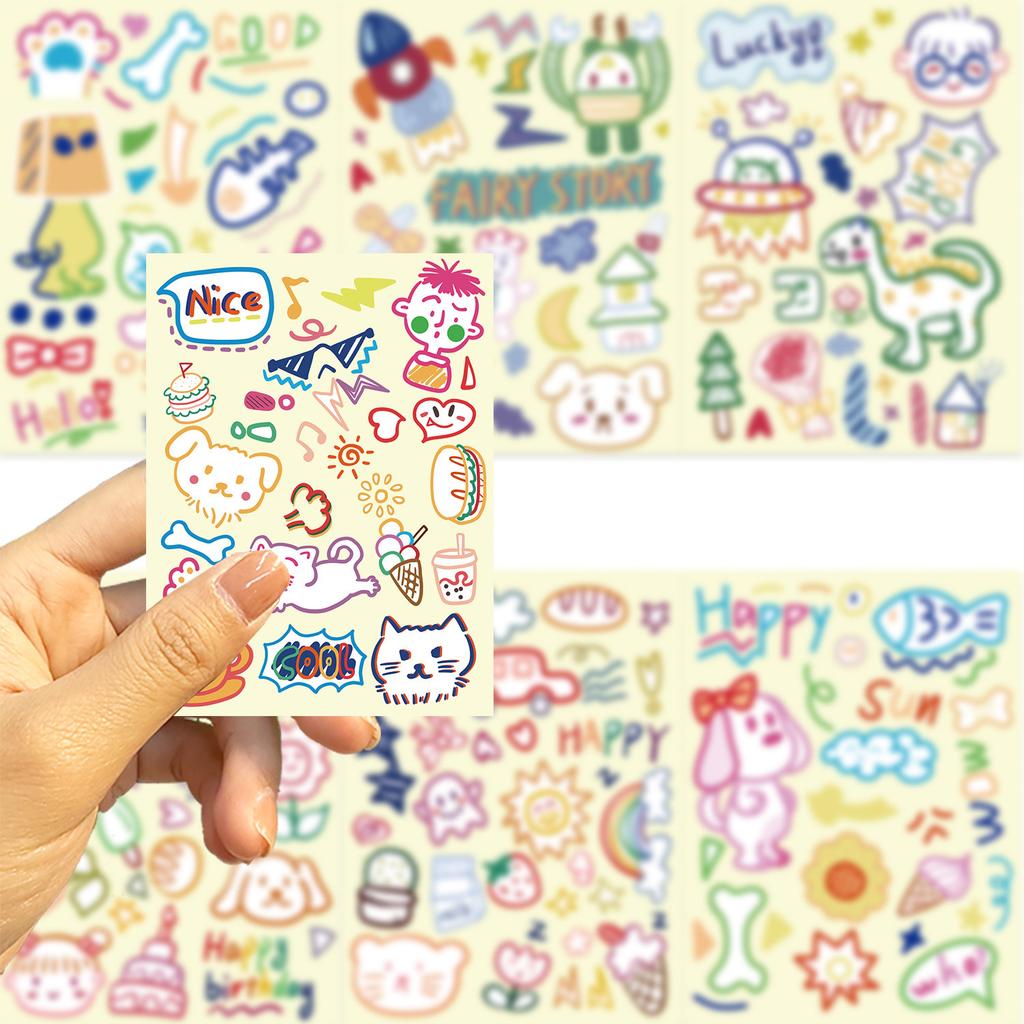 8 Styles of Line Animal Gum Stickers DIY Hand Account Small Card Mobile Phone Case Decoration Korean Ins Waterproof