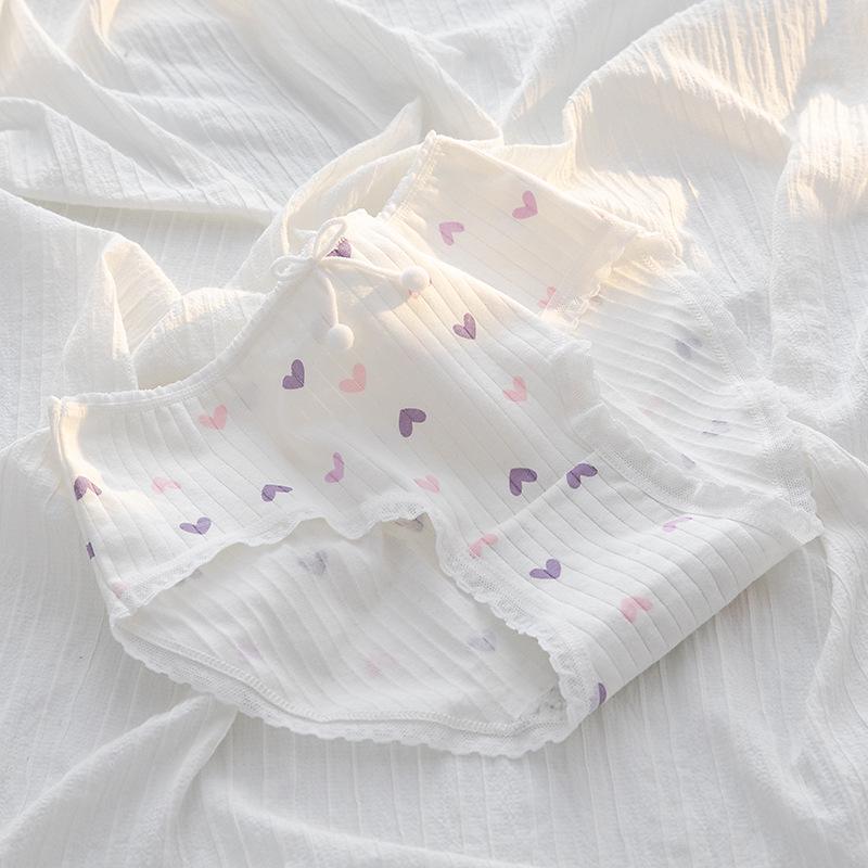 Taro Purple Cute Girl Mid-Waist Cotton Briefs Medium