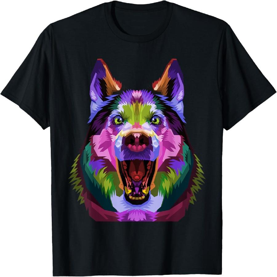 Husky Colorful Pop Art Portrait For Dog Owners Chukcha Sibe T-Shirt S