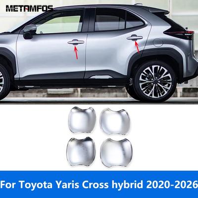 For Toyota Yaris Cross Hybrid -2024 2025 2026 Chrome Side Door Handle Bowl Cover Trim Protection Cap Accessories Car Styling