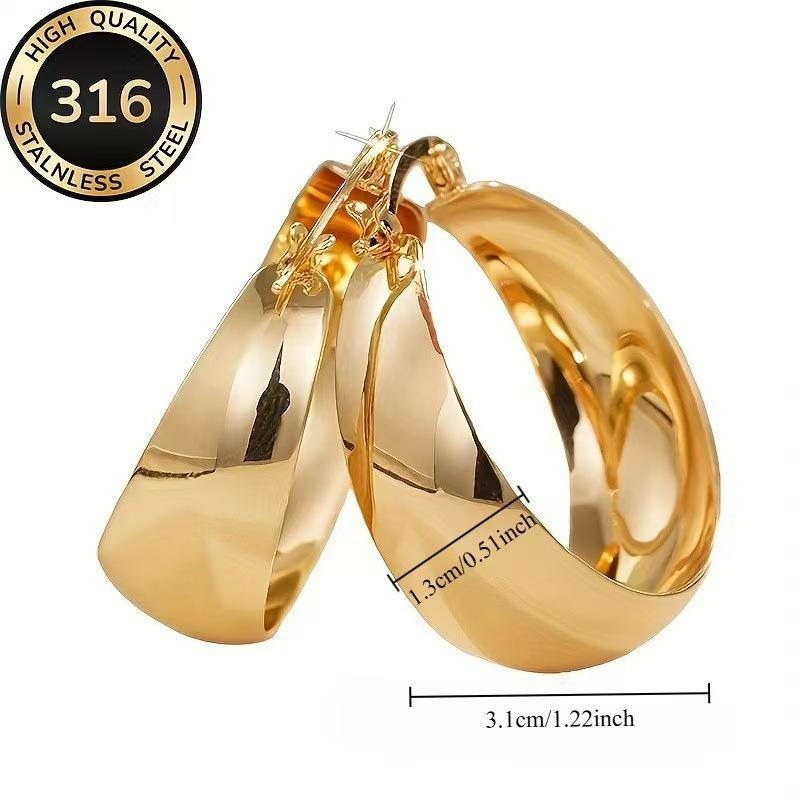 High-Quality Stainless Steel Round Hoop Earrings for Women - Fashionable and Versatile Ear Accessories